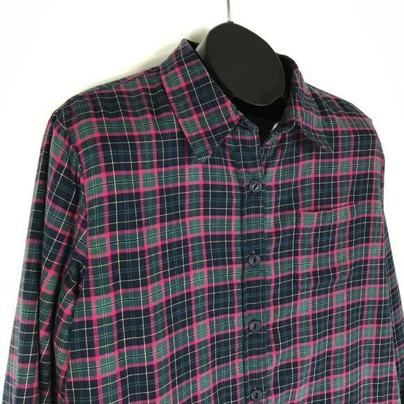 L.L. Bean Fleece-Lined Flannel Shirt Women's Large Plaid Button Up Shacket Chore - Picture 3 of 10